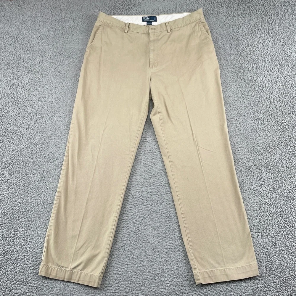 Polo Ralph Lauren Pants Mens 38/32 Tan Classic Chino Straight Leg Cotton Twill